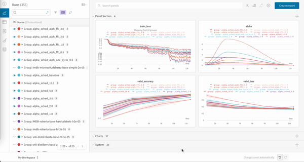 Explore your experiment results in the W&amp;B interactive dashboard