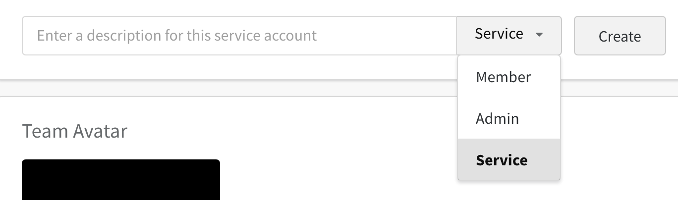 Create a service account on your team settings page for automated jobs